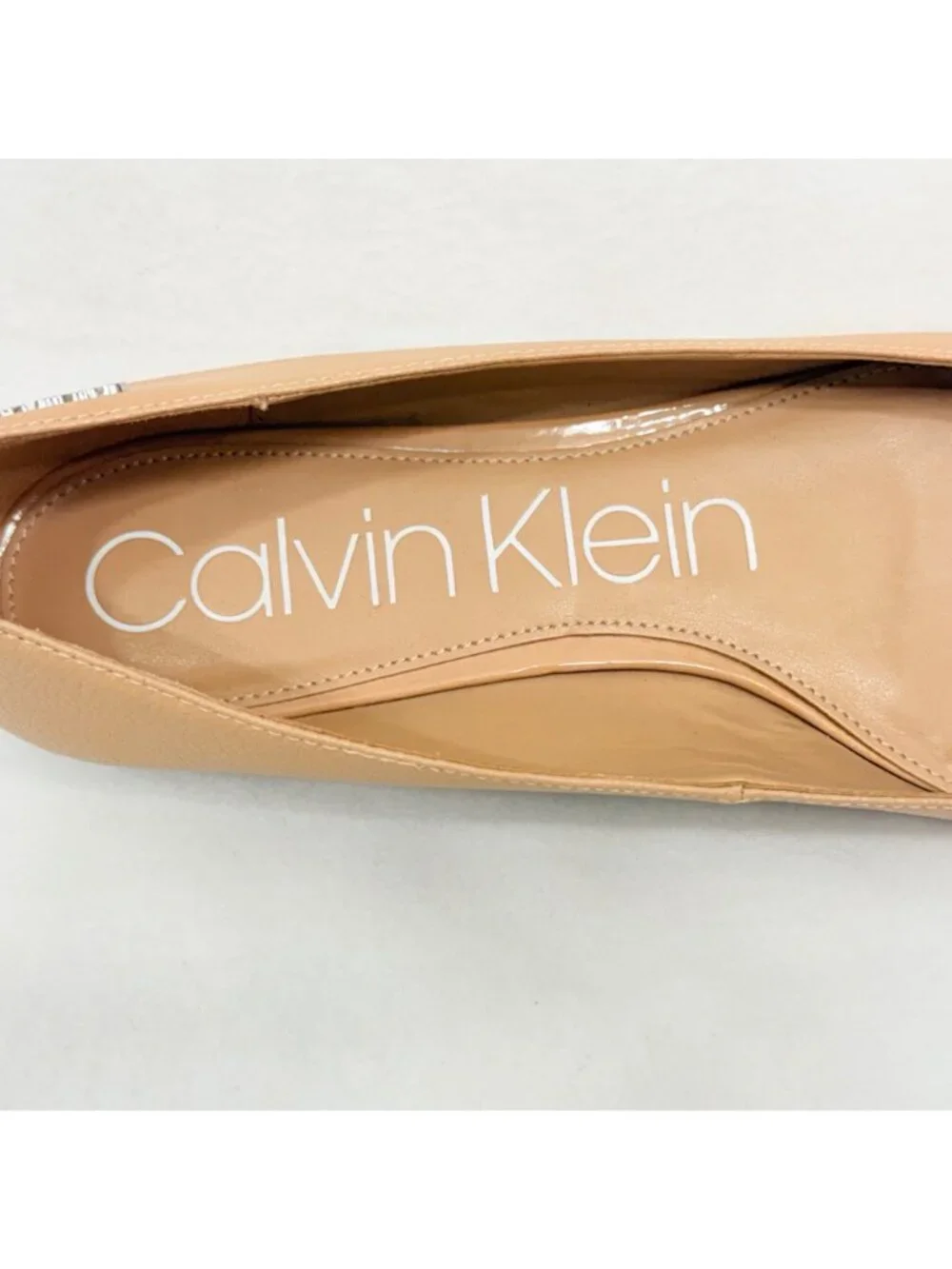 Calvin Klein Emerin Taupe Pointed-Toe Flats With Mirror Heels Size 10